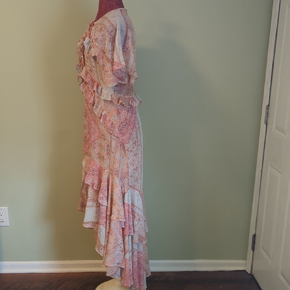 Misa Los Angeles Pink Long Ruffle Dress, US XS - Picture 2 of 7